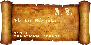 Mátis Nándor névjegykártya