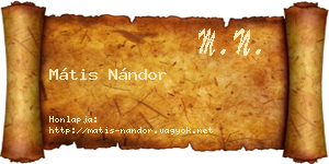 Mátis Nándor névjegykártya